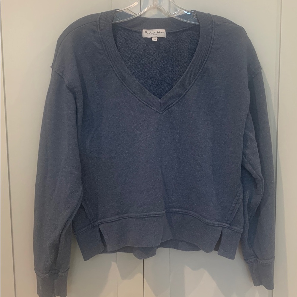 Extra Soft Michael Stars V-Neck Blue Sweatshirt